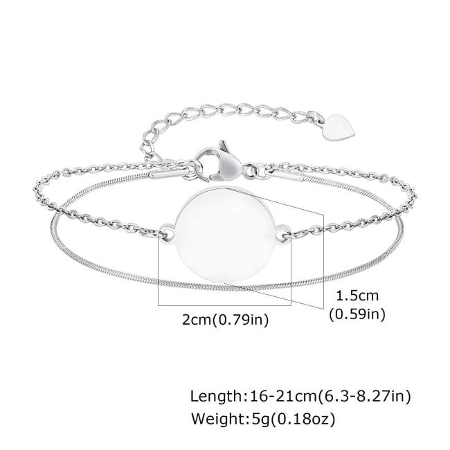 Wholesale Stainless Steel Double Layer Blank Coin Bracelet
