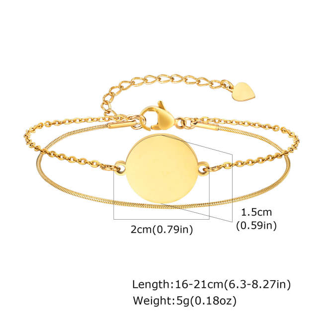 Wholesale Stainless Steel Double Layer Blank Coin Bracelet