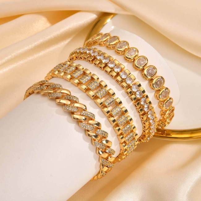 Wholesale Copper Zirconia Golden Bracelet