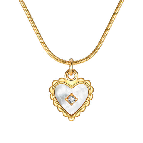 Wholesale Stainless Steel Elegant Lace Shell Heart Pendant