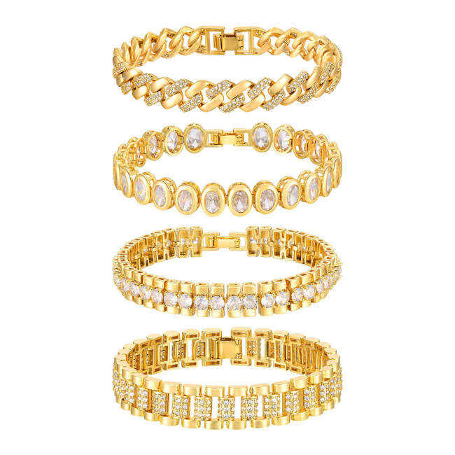 Wholesale Copper Zirconia Golden Bracelet