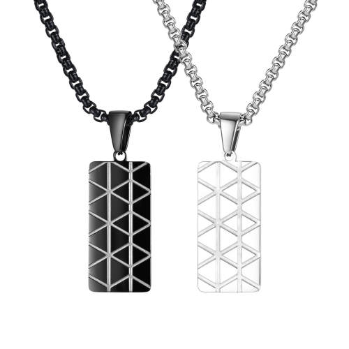 Wholesale Stainless Steel Rectangular Pendant with Geometric Patterns