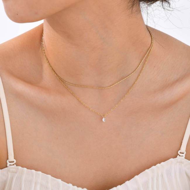 Wholesale Stainless Steel Double Layer Cardano Chain Necklace