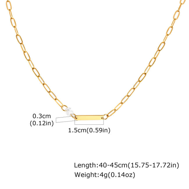 Wholesale Stainless Steel Engravable Paperclip Chain Necklace