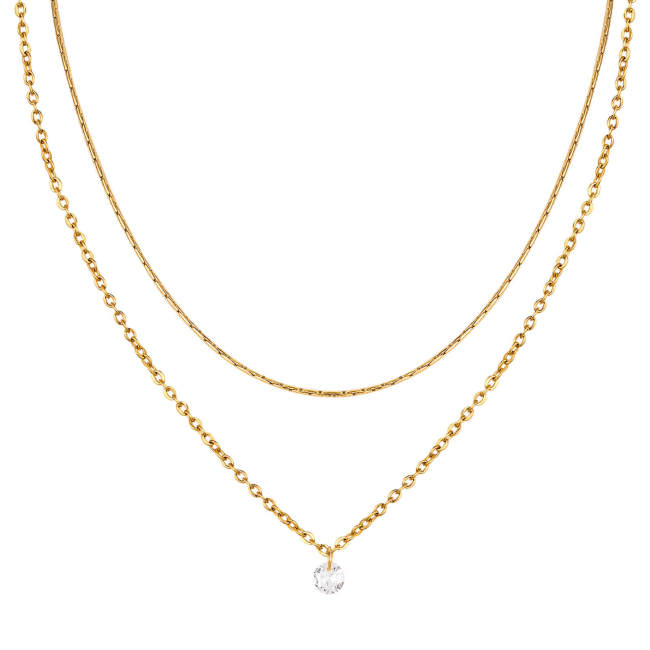 Wholesale Stainless Steel Double Layer Cardano Chain Necklace