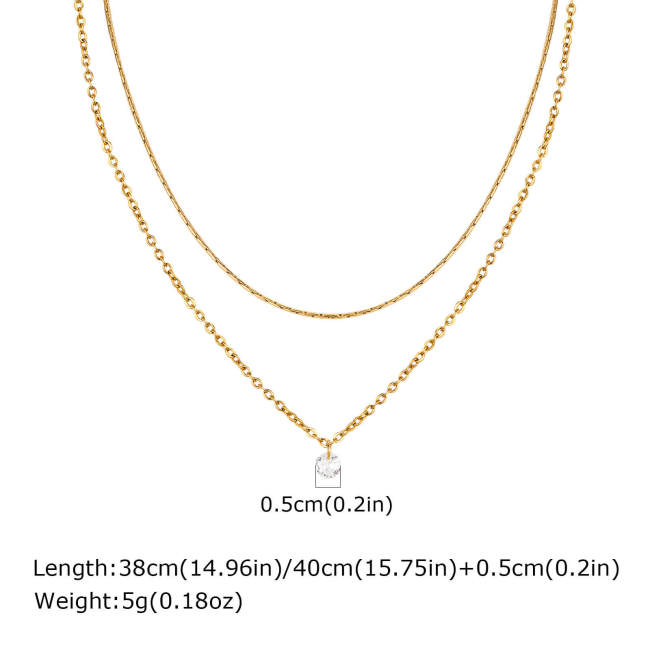 Wholesale Stainless Steel Double Layer Cardano Chain Necklace