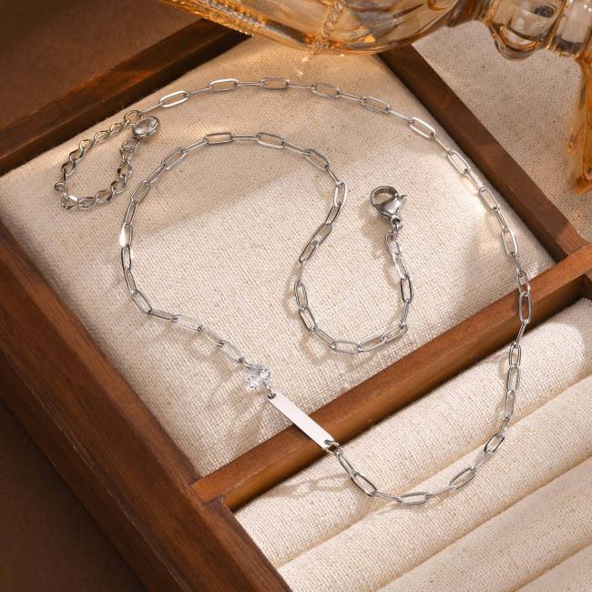 Wholesale Stainless Steel Engravable Paperclip Chain Necklace