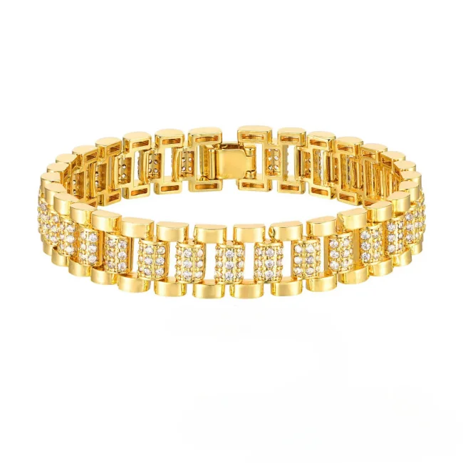 Wholesale Copper Zirconia Golden Bracelet