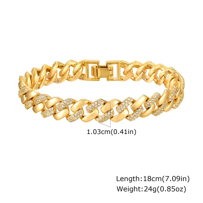 Wholesale Copper Zirconia Golden Bracelet