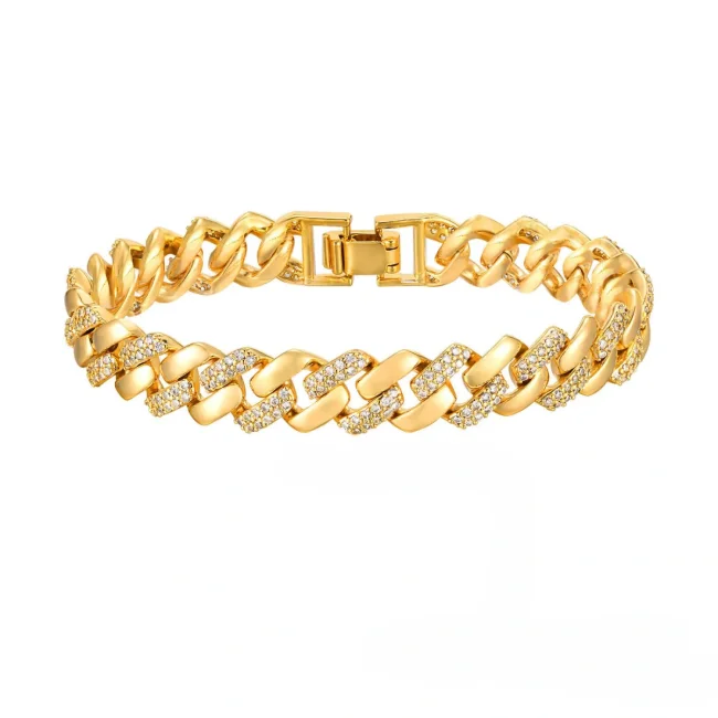 Wholesale Copper Zirconia Golden Bracelet