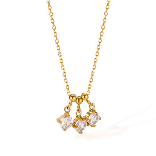 Wholesale Stainless Steel Gold Zirconia Necklace
