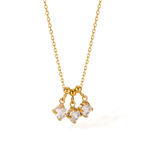 Wholesale Stainless Steel Gold Zirconia Necklace