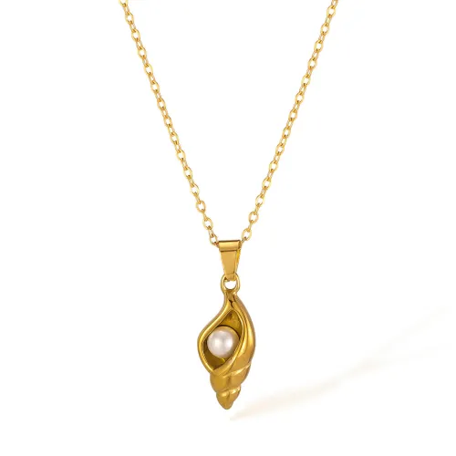 Wholesale Stainless steel Conch Pearl Necklace