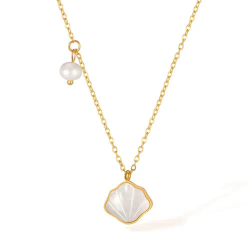 Wholesale Stainless Steel Seashell Pearl Necklace