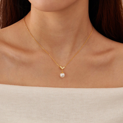 Wholesale Stainless Steel Love Pearl Necklace