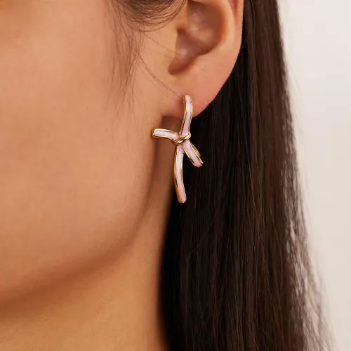Wholesale Stainless Steel Ribbon Bow Earrings