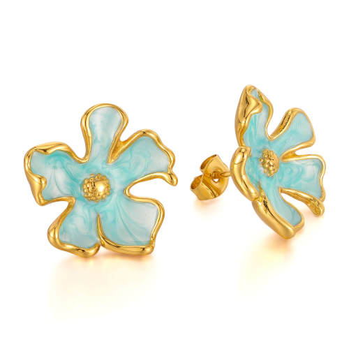 Wholesale Stainless Steel Oil Drip Flower Earrings