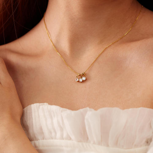 Wholesale Stainless Steel Gold Zirconia Necklace