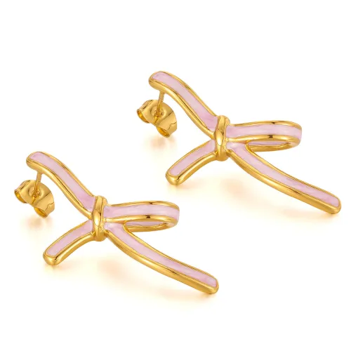 Wholesale Stainless Steel Ribbon Bow Earrings