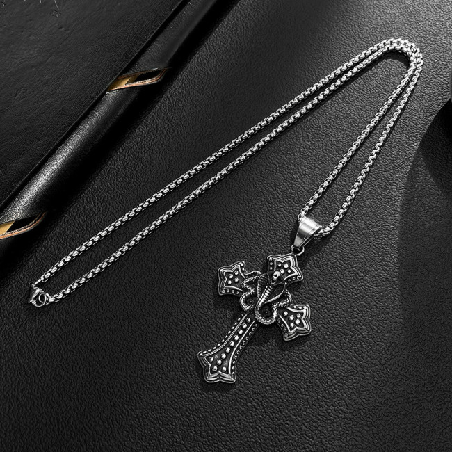 Wholesale Stainless Steel Cross Cobra Necklace