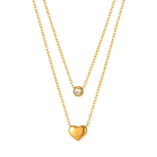 Wholesale Stainless Steel Heart Double Layers Necklace