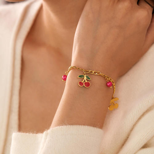 Wholesale Stainless Steel Fashion Cherry Bracelet