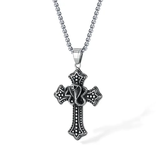 Wholesale Stainless Steel Cross Cobra Necklace
