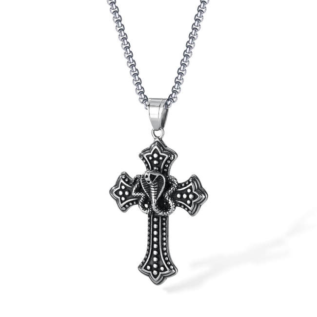 Wholesale Stainless Steel Cross Cobra Necklace