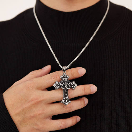 Wholesale Stainless Steel Cross Cobra Necklace
