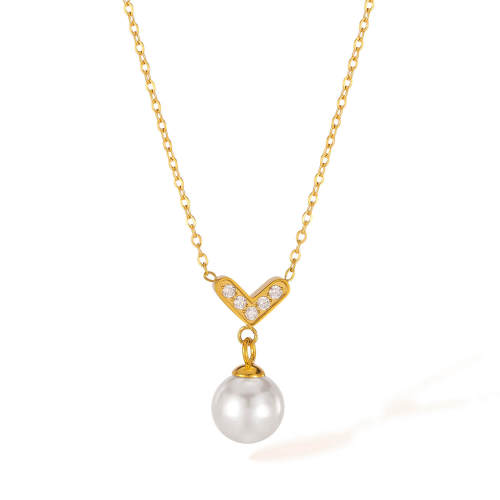 Wholesale Stainless Steel Love Pearl Necklace