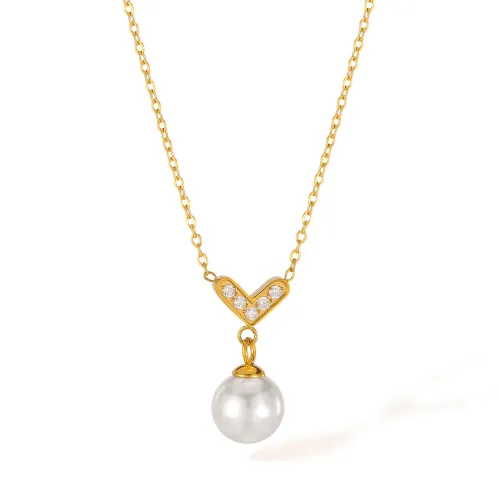 Wholesale Stainless Steel Love Pearl Necklace