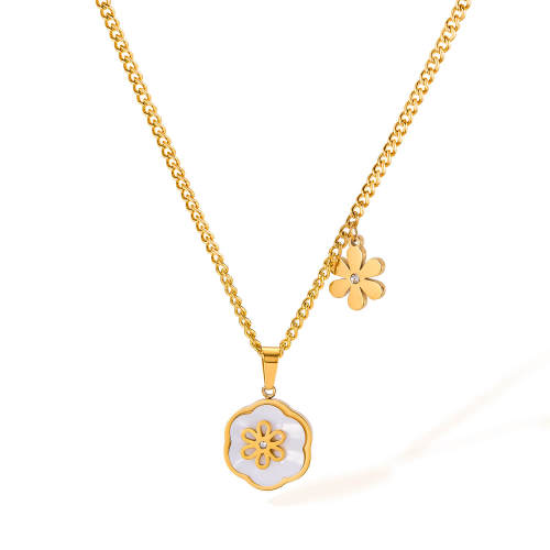 Wholesale Stainless Steel Shell Flower Necklace