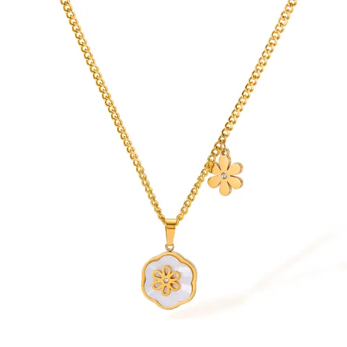 Wholesale Stainless Steel Shell Flower Necklace