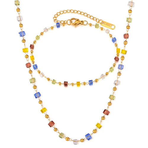 Wholesale Dopamine Colored Glass Stone Necklace