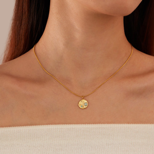Wholesale Stainless Steel Star and Moon Necklace