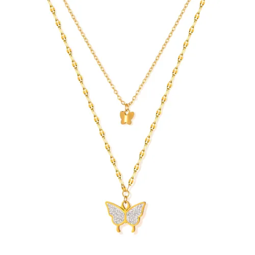 Wholesale Stainless Steel CZ Butterfly Necklace