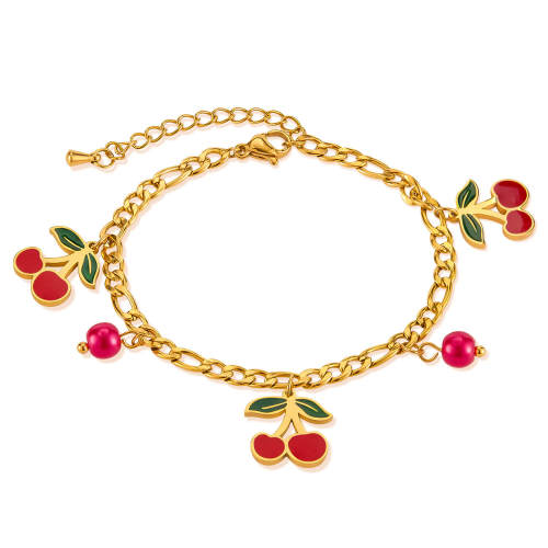 Wholesale Stainless Steel Fashion Cherry Bracelet