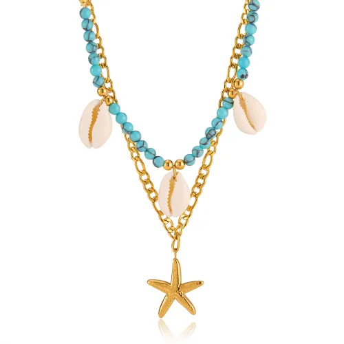 Wholesale Stainless Steel Starfish Shell Stacking Necklace