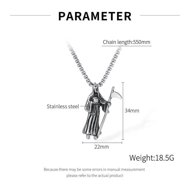 Wholesale Stainless Steel Death Scythe Necklace