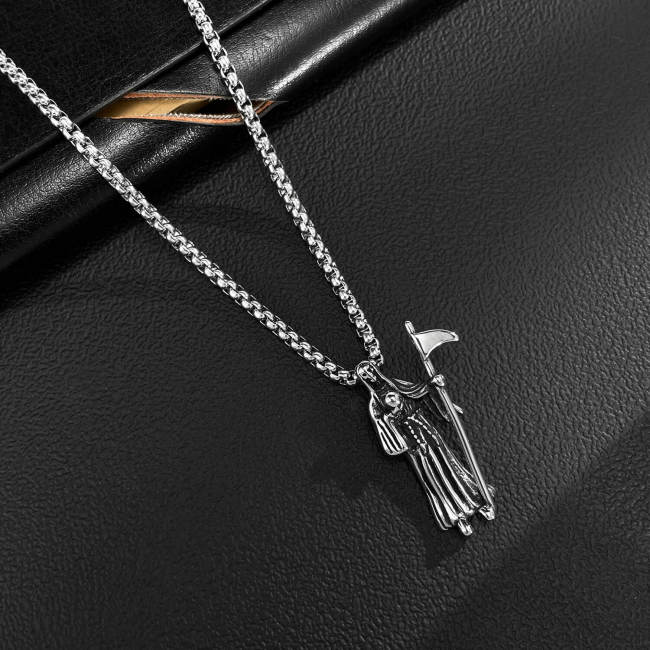 Wholesale Stainless Steel Death Scythe Necklace