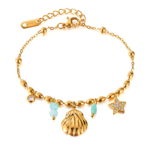 Wholesale Stainless Steel Shell Pentagram Bracelet