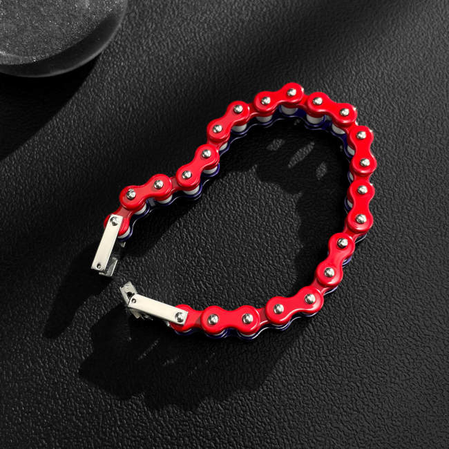 Wholesale Stainless Steel Colorful Bicycle Chain Bracelet