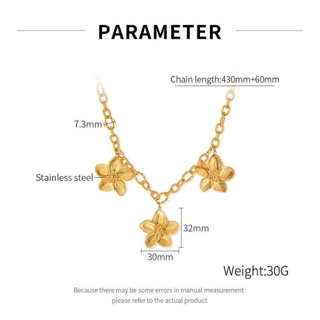Wholesale Stainless Steel Women Flower Necklace