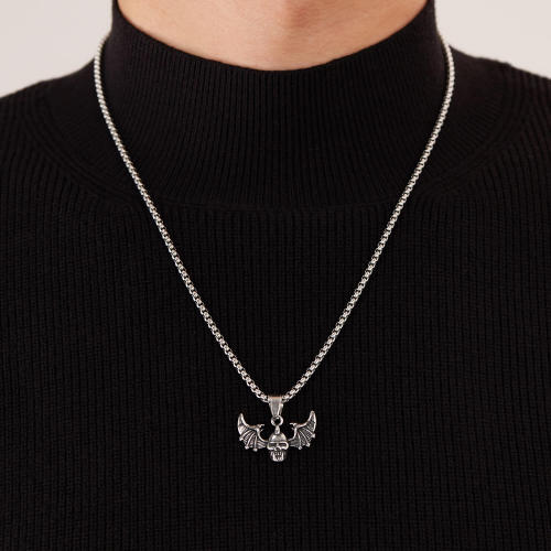 Wholesale Stainless Steel Bat Skull Necklace