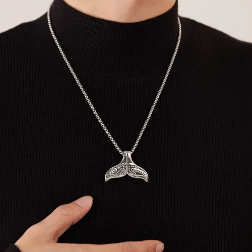 Wholesale Stainless Steel Whale Tail Necklace