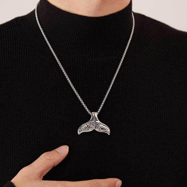 Wholesale Stainless Steel Whale Tail Necklace