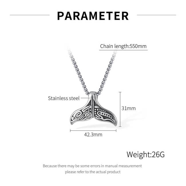Wholesale Stainless Steel Whale Tail Necklace