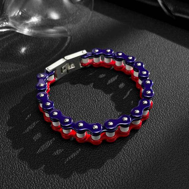 Wholesale Stainless Steel Colorful Bicycle Chain Bracelet