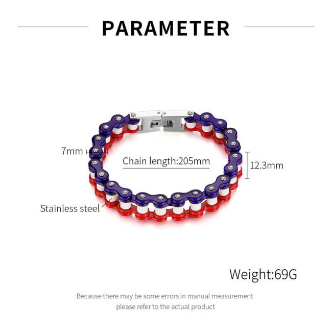 Wholesale Stainless Steel Colorful Bicycle Chain Bracelet