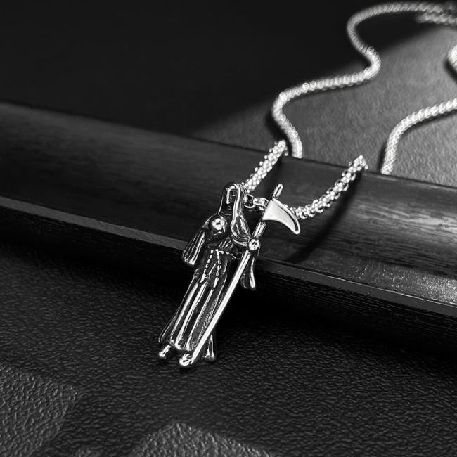 Wholesale Stainless Steel Death Scythe Necklace